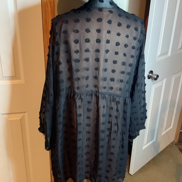 Black Swiss Dot Open Front Kimono NEW in bag - Picture 5 of 5